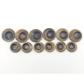 20/25mm Blackened Horn Buttons - Crescent Moon Buttons for Suede Jackets (12pc Set - 6 Each Size)