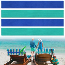 4Pcs Beach Towel Clips for Chair HADEEONG Blue Green Towel Bands for Cruise Chairs Elastic Towel Holder for Beach Chairs Pool Lounge Cruise Essentials