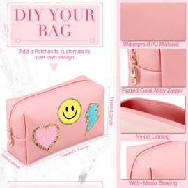 9 Bolsas de Maquillaje de Preppy Bolso Cosmético de Cuero PU Estuche Cosmético Neceser Impermeable Estuche de Lápices Monedero de Viaje Organizador Cosmético (Rosa)