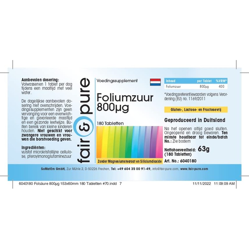 Fair & Pure® - Folsäure Tabletten 800mcg - hochdosiert -