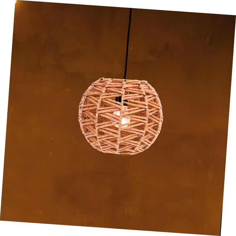 jojofuny Imitation Rattan Pendant Lampshade Replacement for Retro Lighting Easy