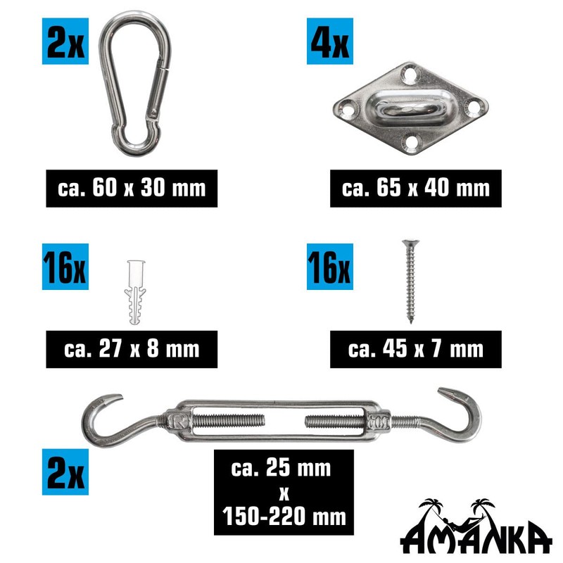 AMANKA Heavy Duty Mounting for Square Awning - Stainless Steel