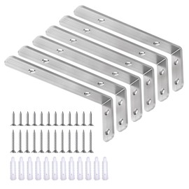 LSK L Bracket, 5"×2"(125×50mm) Heavy Duty Stainless Steel Corner Bracket for Wooden Board Max Load : 42lb, Pack of 6