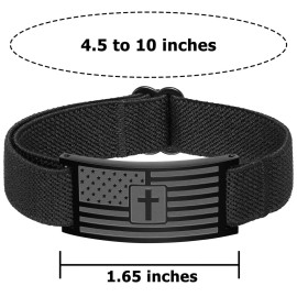 Zocomi Cross Bracelet for Men Boys, Black American Flag Military Bible Verse Christi...