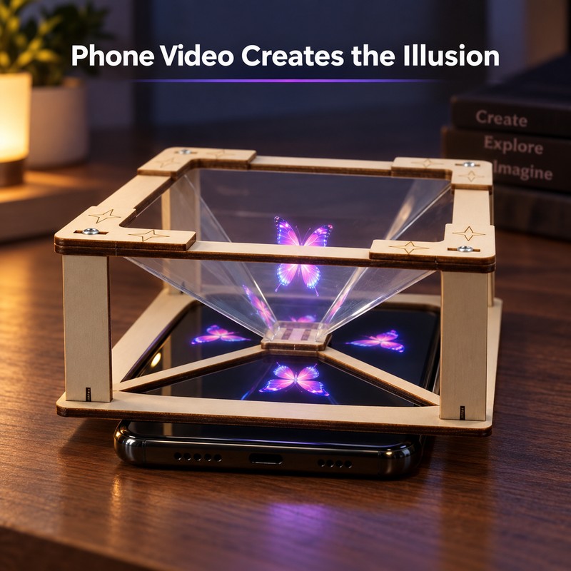 DIY 3D Holographic Projection Science Experiment Kit, Educational Building Model