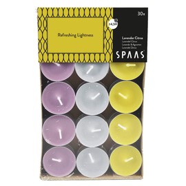 Spaas 30 Scented Tealights Assorted Colours, 4.5 Hours, Refreshing Lightness, Autumn Yellow