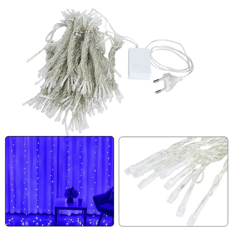 3x3m LED Waterfall Curtain Lamp String Light for Indoor Outdoor