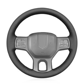 MEWANT Hand Stitch Black Genuine Leather Steering Wheel Cover for Dodge RAM 1500 2012-2018 1500 Classic 2500 3500 5500