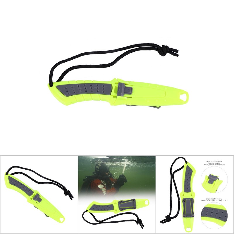 KEEP DIVING Stainless Steel Professional Scuba Fixed Blade Knife Yellow