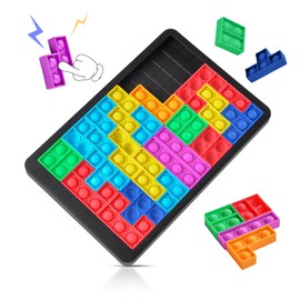 Pop Fidget Toys, 27pc Puzzle Game Popit Sensory Toys for Learning, Pop It Board Fidget Games ,Focus Tools and Stress Relief Tetris Games for Girls Boys Kids Fridents