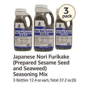 Nori Komi Furikake Rice Seasoning – Japanese Seaweed & Sesame Mix, 3 Pack (12.4 oz Each) – No MSG – Large Bulk Size