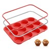 Silicone Muffin Pan for Baking with Metal Reinforced Frame, 12