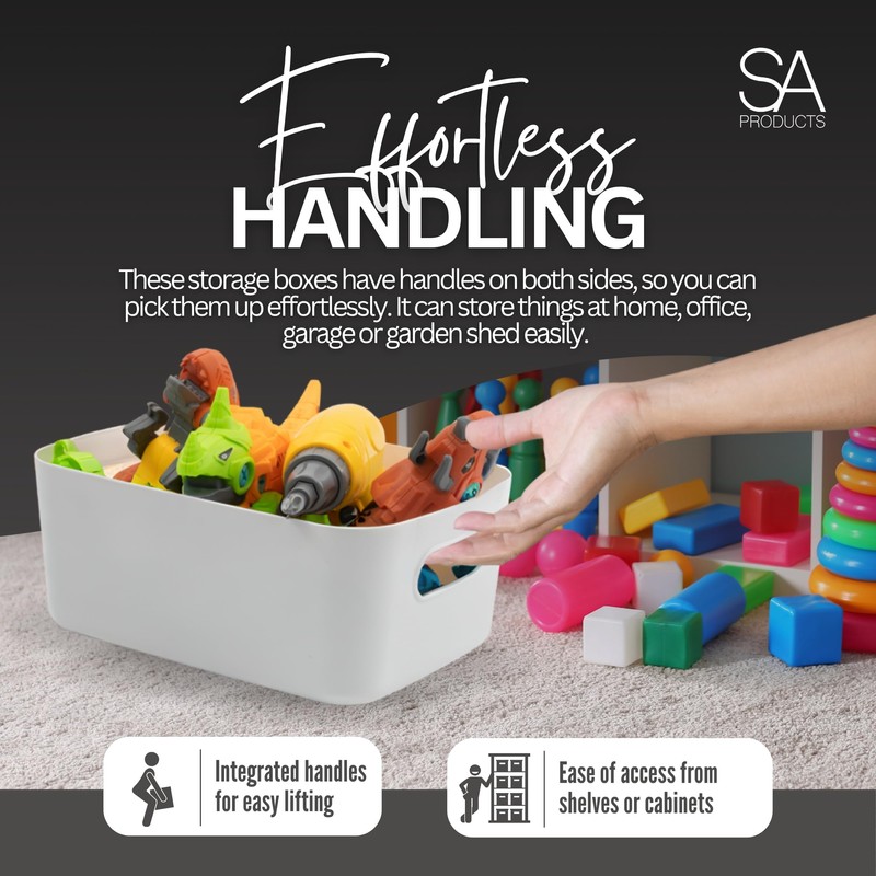 SA Products 6 Pack Plastic Storage Boxes Colourful Storage Baskets