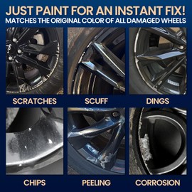 cocomfix Gloss Black Rim Touch Up Paint, Rim Paint, Car Wheel Scratch Repair Kit for Curb Rash & Scratches, Universal Gloss Black Enamel paint for Alloy/Metal rims (1 fl oz), Scratch Resistant, Covers 1 Sq Ft