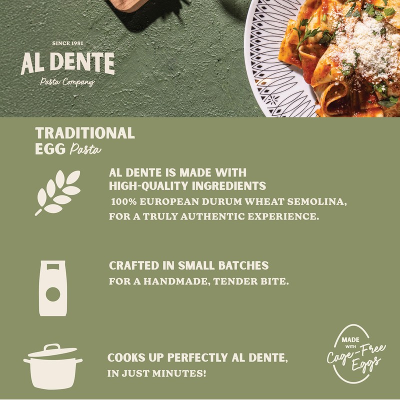 Al Dente Spinach Fettuccine – All-Natural, Hand-Crafted Egg Pasta. Traditional