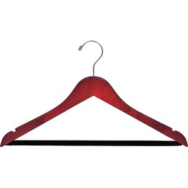 The Great American Hanger Company Wood Suit Hanger w/Velvet Non-Slip Bar, Box of 25, 17 Inch Flat Wooden Hangers w/Cherry Finish & Brushed Chrome Hook & Notches for Shirt Dress or Pants