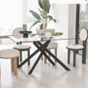 Rectangular Glass Dining Table, Tempered Glass Tabletop and Metal Legs,
