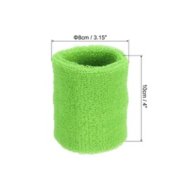 PATIKIL Sports Wristbands 8x10cm Set of 2 Sweat-wicking Cotton Terry Cloth Wrist Sweatbands for Tennis, Basketball, Running, Light Green