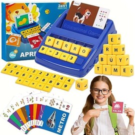 Juego Didacticos 2 en 1 de Números y Letras, Español Alfabetización Interesante Juego con 64 Tarjetas Flash, 128 Palabras, Juguetes Educativos