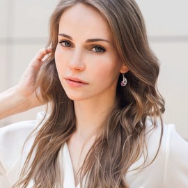 YL Hummingbird Earrings Sterling Silver Celtic Moon Flowers Dangle Drop Earrings Created Ruby Leverback Jewelry for Women