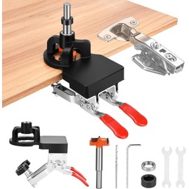 Cliplanyard 35mm Cabinet Hinge Jig Drilling Hole Puncher, Household Tools Aluminum Alloy Double Clamp Accurate Locking Concealed Hinge Jig Drilling Hole Puncher for Door Concealed Installation