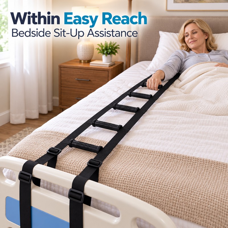 Bed Ladder Assist Strap for Sitting Up – 5-Grip Adjustable