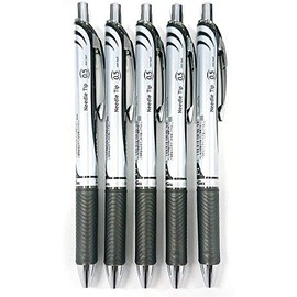 Pentel EnerGel Deluxe RTX Retractable Liquid Gel Pen,0.5mm, Fine Line, Needle Tip, Black Ink-Value set of 5