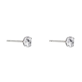 ZAVANA Mens Solitaire Stud Earrings Sterling Silver Single Stone Stud Earrings with 4mm or 6mm Round Cubic Zirconia, Metal, Cubic Zirconia