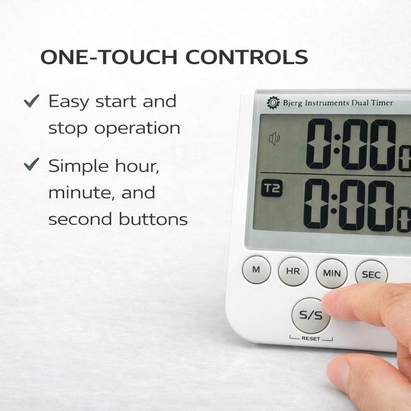 Bjerg Instruments Dual Digital Kitchen Timer – Count Up &