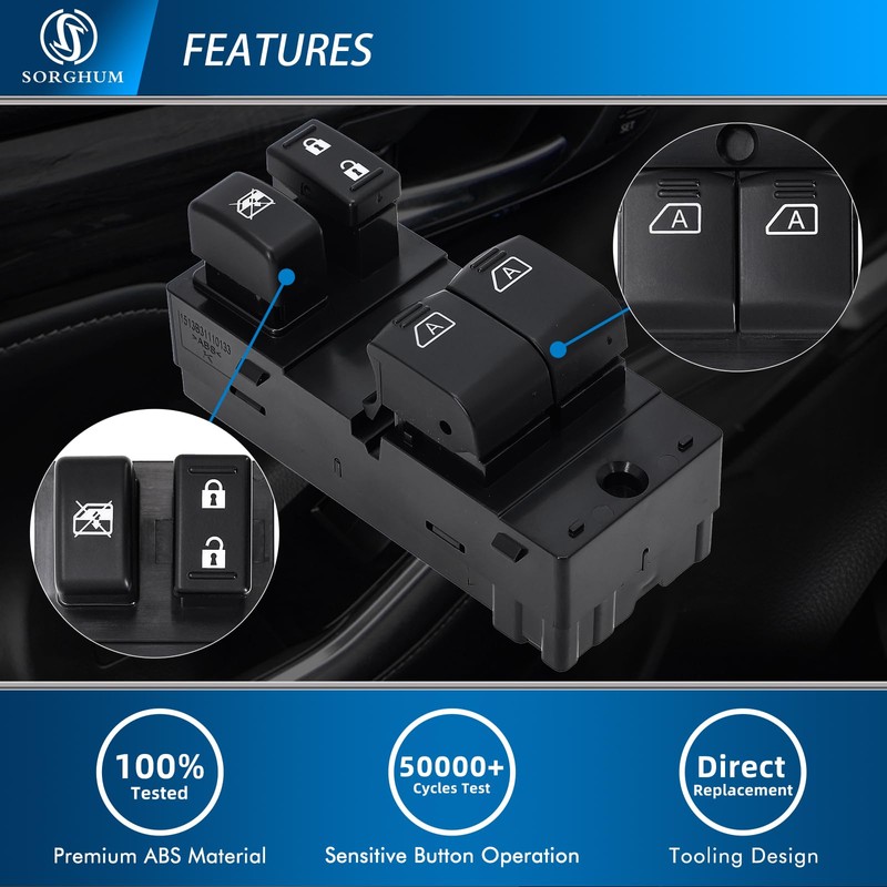 Sorghum Power Window Switch Driver Side - Master Window Switch
