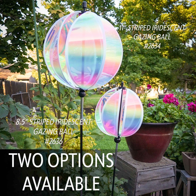 In the Breeze 2634 — 11-Inch Striped Iridescent Gazing Ball,