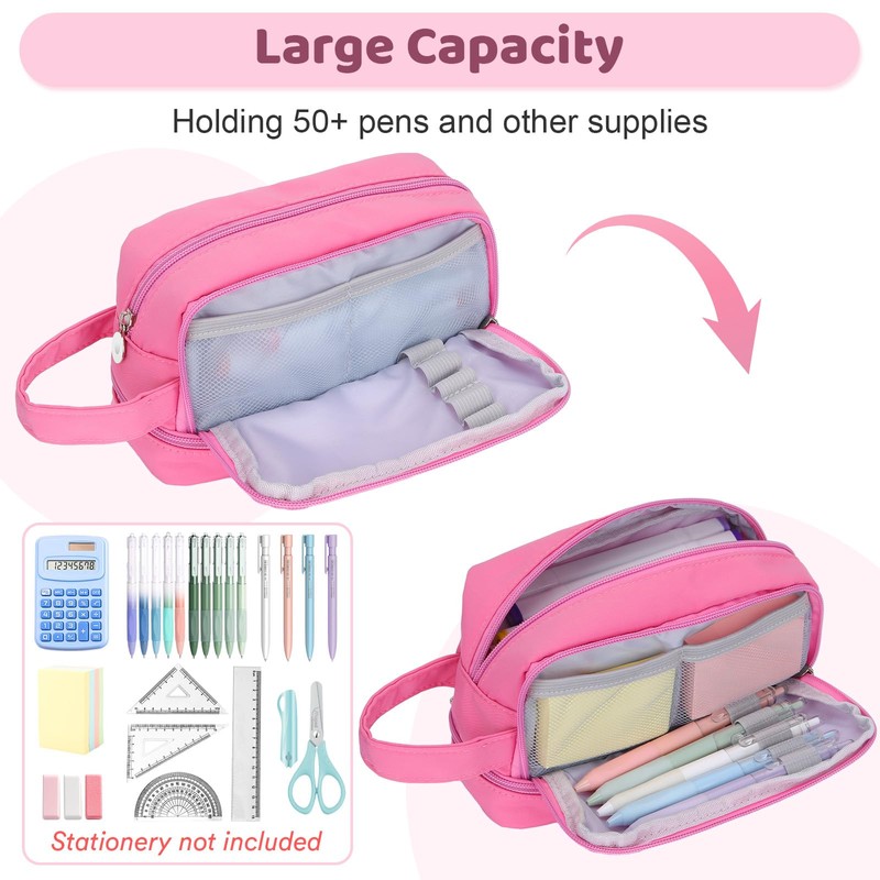 Alyvisun Large Capacity Pencil Case with 3 Compartments for Boys