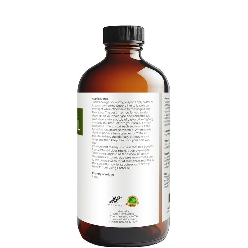 velona USDA Certified Organic Castor Oil – 16 fl oz