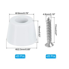 PATIKIL Cutting Board Feet,20 Pieces Non Slip Rubber Feet Bumpers with 304 Stainless Steel Screws for Cutting Board Furniture Chairs Desks 0.89" Wx0.63 H, White