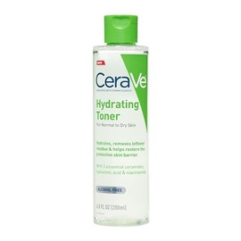 CeraVe Tónico hidratante para rostro sin alcohol con ácido hialurónico, niacinamida y ceramidas para piel seca sensible, sin fragancia, no comedogénic