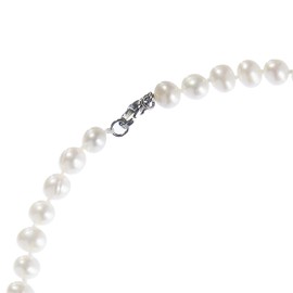 Anthony Vincent Collar Perla Cultivada Natural Blanco Tamaño 6 mm y 40 cm Largo con Broche de Plata de Ley. 925 baño con Rodio.