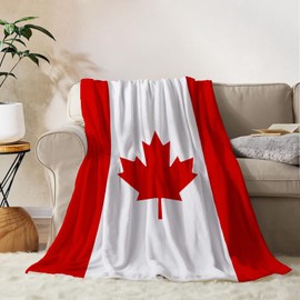 YeeJu Canada Day Decorative Throw Blanket Twin Red White Maple Leaf Blanket Couch Sofa Soft Lightweight Fuzzy Fleece Blankets and Throws National Day 1st July Gift Blanket 60x80