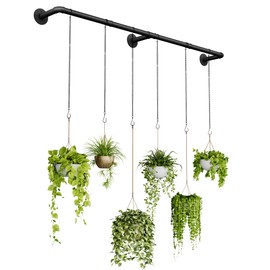 Bamworld Plant Hanger Indoor 63in Hanging Planters Rod Hanging Plant Holder for Window Plant Shelves Metal Rod, Pot/Chain/Plant Not Included