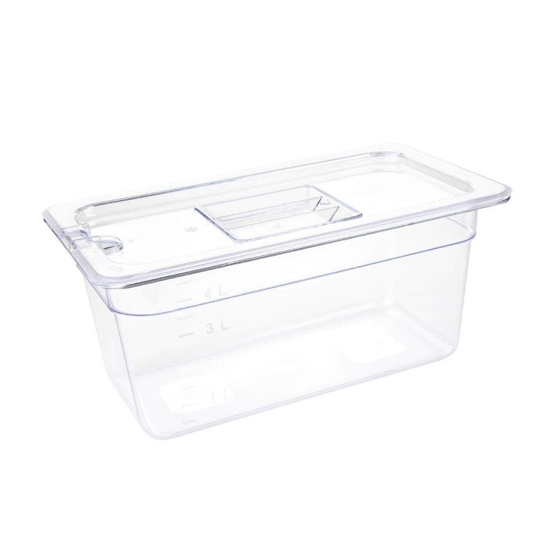 Vogue Polycarbonate Plastic 1/3 Gastronorm Container 150 mm Deep, Clear,