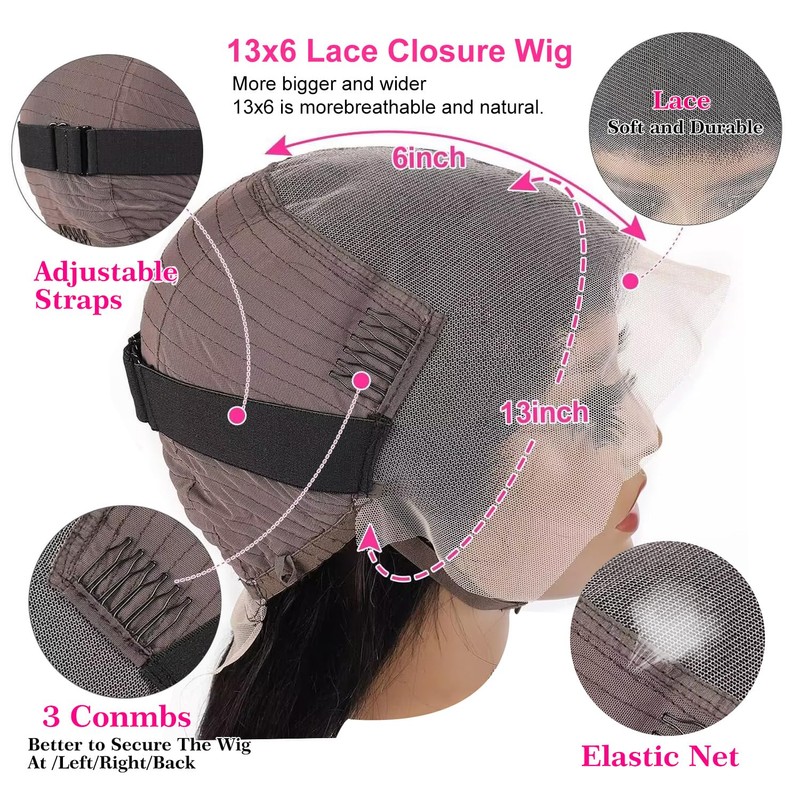 Ferzzon 13X6 Deep Wave Wig Human Hair Transparent Lace Frontal