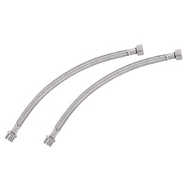 sourcing map 12 Inch Long Faucet Supply Line Connector, 2pcs G3/8 Female Compression Thread x G3/8 Male Connector Straight Thread 304 Stainless Steel Water Supply Hose Line