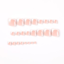 Clataly 24 Pieces Square Crystal Flowers Fake Nails Polished Toe Print Short Nails Acrylic False Toe Artificial Toenails for Women Girls (C)