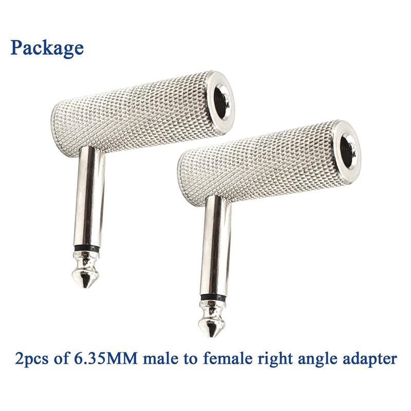 2pcs 1/4" Right Angle Adapter Male Female 90 Degree TS