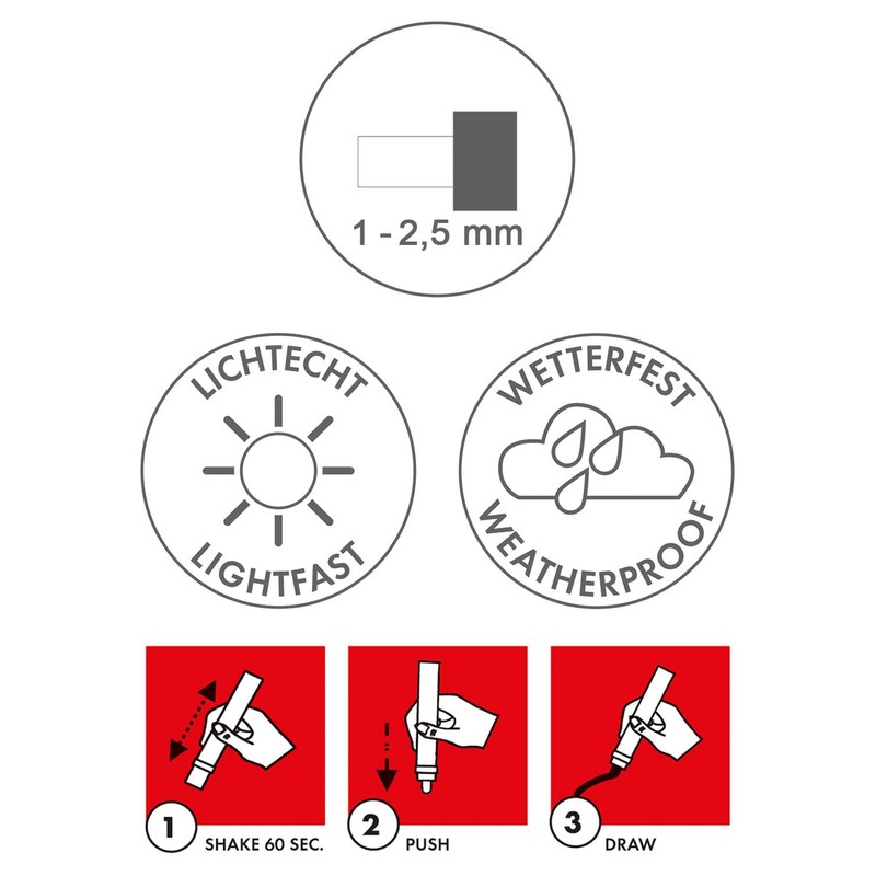 Marabu Brilliant Painter Calligraphy Pen (1-2.5mm Tip) - 082 Silver