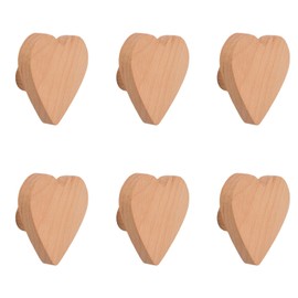 MOROBOR 6PS Heart Shaped Wooden Knobs Single Hole Beech Wood Handles Wood Cupboard Cabinet Handles Knobs for Chest of Drawers with Screws& Expansion Tube