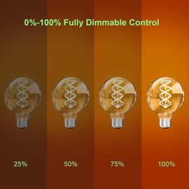 BOSITE G80 Vintage Edison Light Bulbs Dimmable 4W (40W Equivalent) Led Filament Bulbs Warm 2200K CRI80+ E26 25000hours Decorative Globe Amber Glass Light Bulbs for Home Yard Restaurant(4PCS)