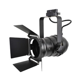 J.LUMI TRK9000 Theater Track Lighting Head, Stage Light with Barn Door Flippers, Black Frost Paint Finish, Vintage Modern Industrial, Uses PAR30, A19 or ST64 Bulb with E26 Base (Bulb not Included)