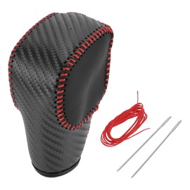 HOPESPANNER Gear Shift Knob Cover for Ford for Ranger 2019-2022 Anti-Slip Black Red Stick Shifting Handle Protector Faux Leather 1 Pc