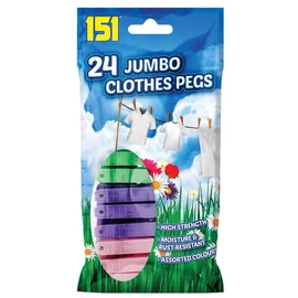 Jumbo Plastic Pegs, Strong Grip, Multi-coloured, Everyday Use, Laundry Accessories, Ultra Strong Clothes Pegs, Garment Indoor/Outdoor Pegs, Resistant To Rust & Moisture, Mixed Colour, 24 Piece