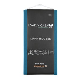 Lovely Casa – Fitted Sheet – Size 160 x 200 cm – Large 30 cm – 100% Oeko-Tex Certified Cotton – Petrol – Eden Model – Bed Linen for Home – Soft and Comfortable for Cosy Nest